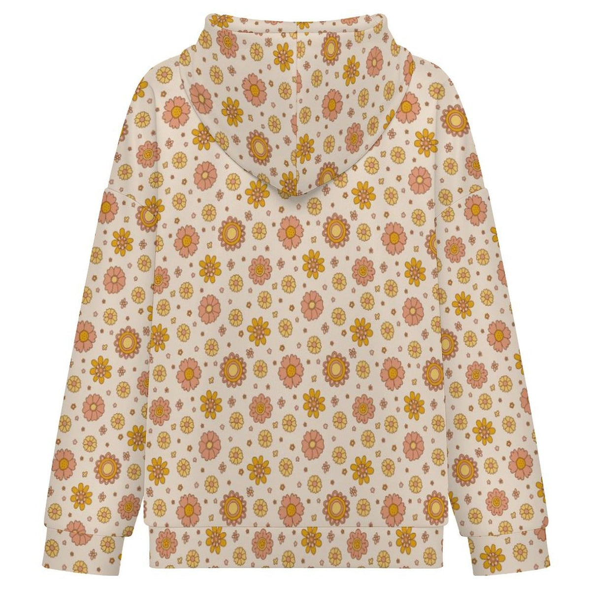 Orange Flowers Women's Full-Zip Hoodie