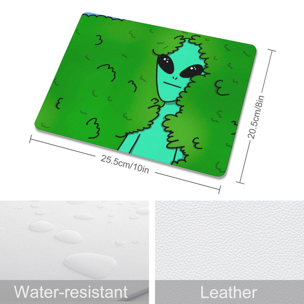 Alien Backing Into Hedge - Leather Mouse Pad Leather Mouse Pad Printed Offshore Sci Fi