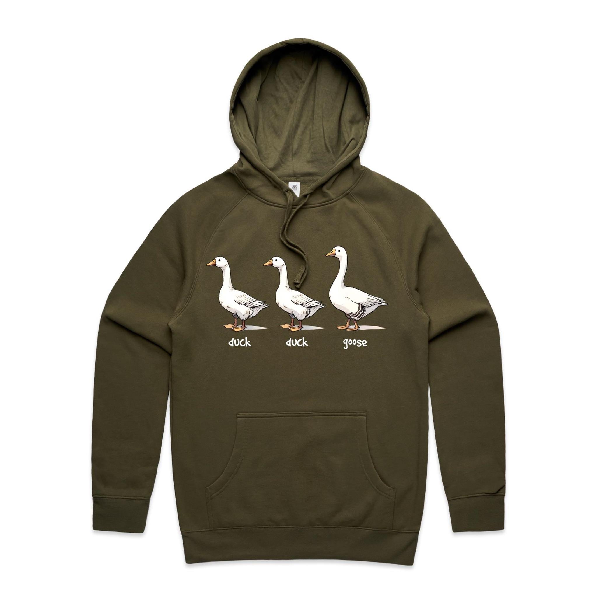 Duck Duck Goose - Mens Hoodie Army Mens Hoodie animal Printed In Australia
