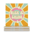 Rise And Shine Ceramic Coasters (Square) white Ceramic Coasters Printed Offshore