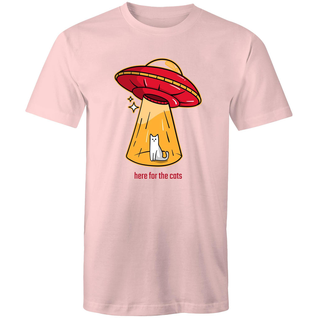 Here For The Cats, UFO - Mens T-Shirt Pink Mens T-shirt animal Printed In Australia Sci Fi