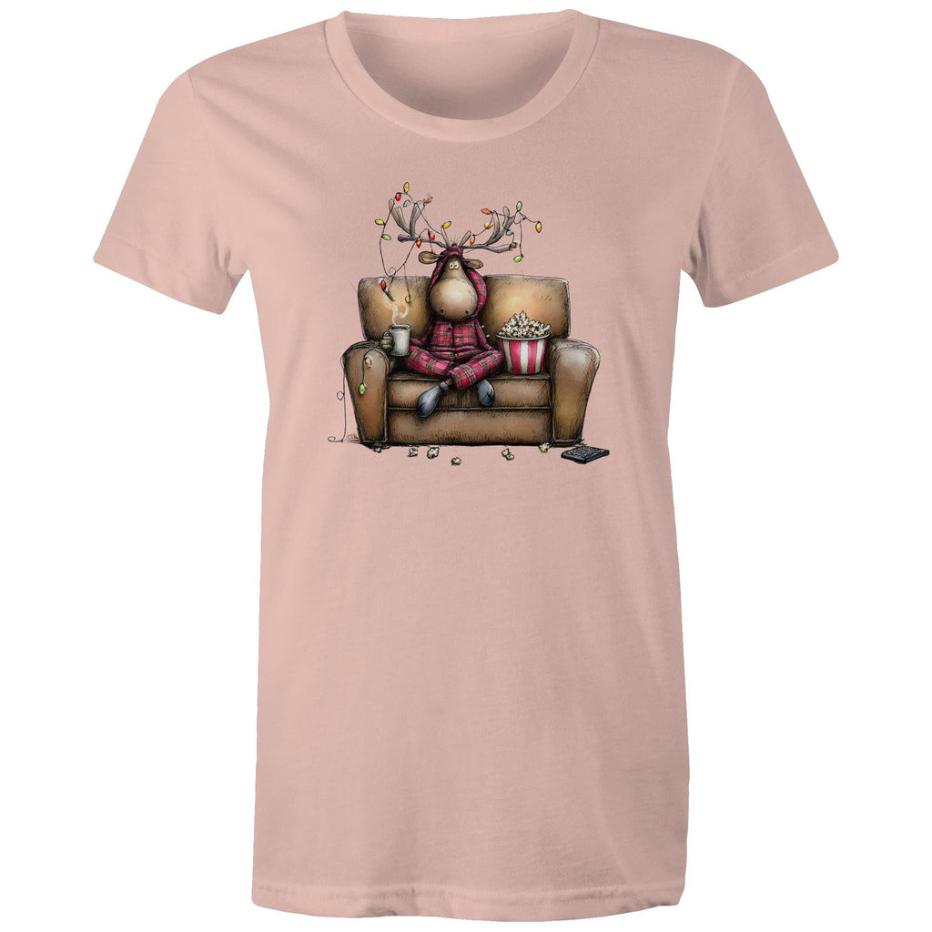 Reindeer, Christmas Movies Watching T-shirt - Womens T-shirt
