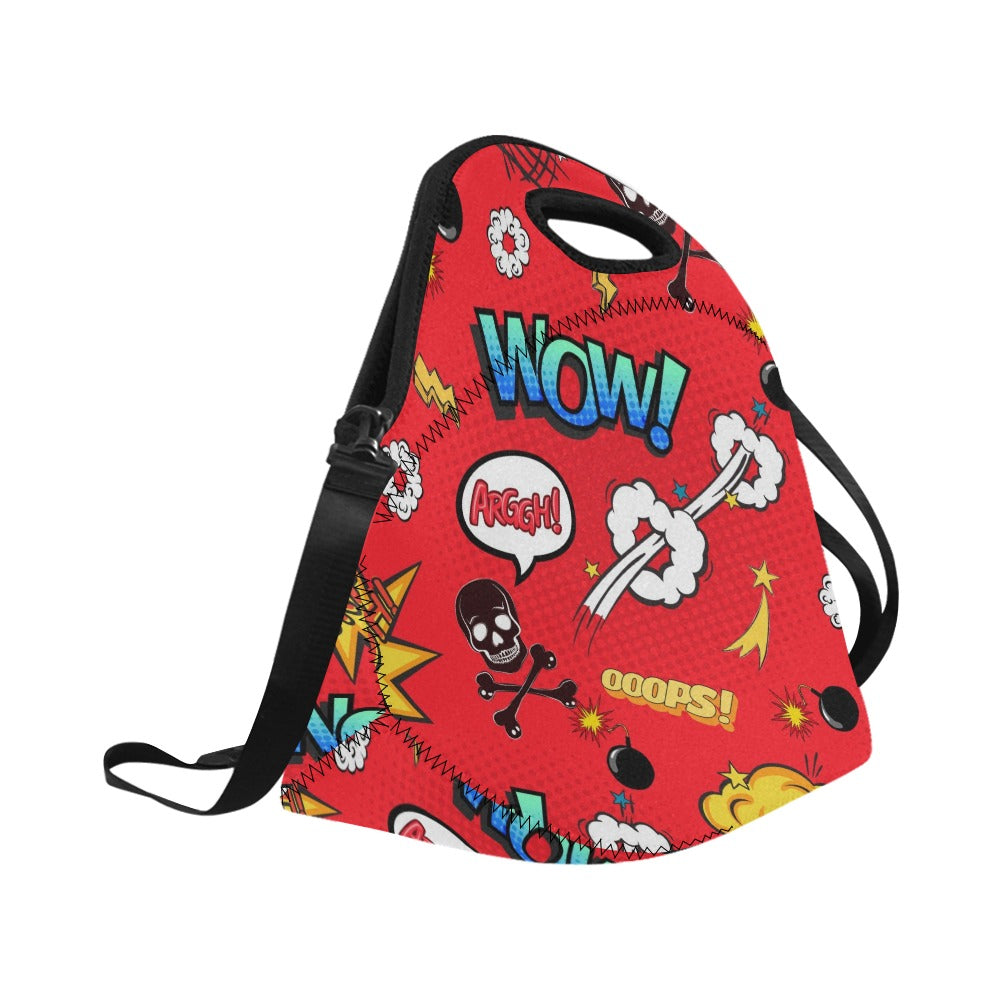 Comic Book Red - Neoprene Lunch Bag Neoprene Lunch Bag Printed Offshore