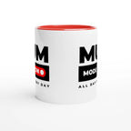 Mum Mode On - White 11oz Ceramic Mug with Colour Inside Colour 11oz Mug Globally Fulfilled Mum