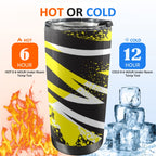 Black And Yellow - 20oz Mobile Tumbler with Lid (Black Lock) 20oz Travel Mug Printed Offshore