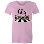 The Cats, Fab Four Crossing Road - Womens T-shirt Pink Womens T-shirt animal Music Printed In Australia