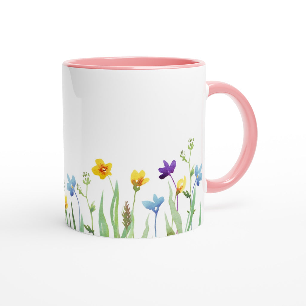 Spring Flowers - White 11oz Ceramic Mug with Colour Inside Colour 11oz Mug Globally Fulfilled Plants