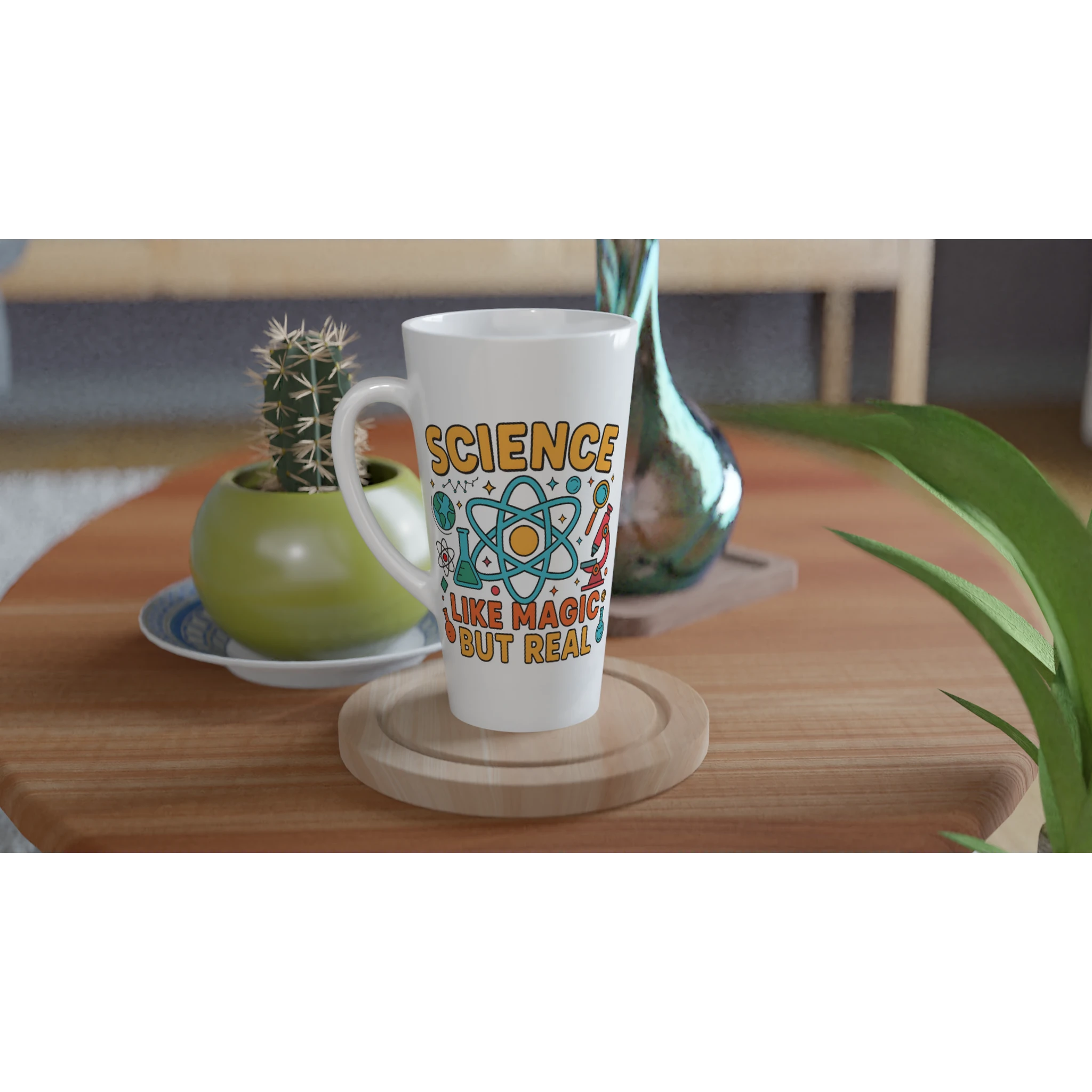 Personalised - Science, Like Magic But Real - White Latte 17oz Ceramic Mug Personalised Latte Mug Globally Fulfilled Science