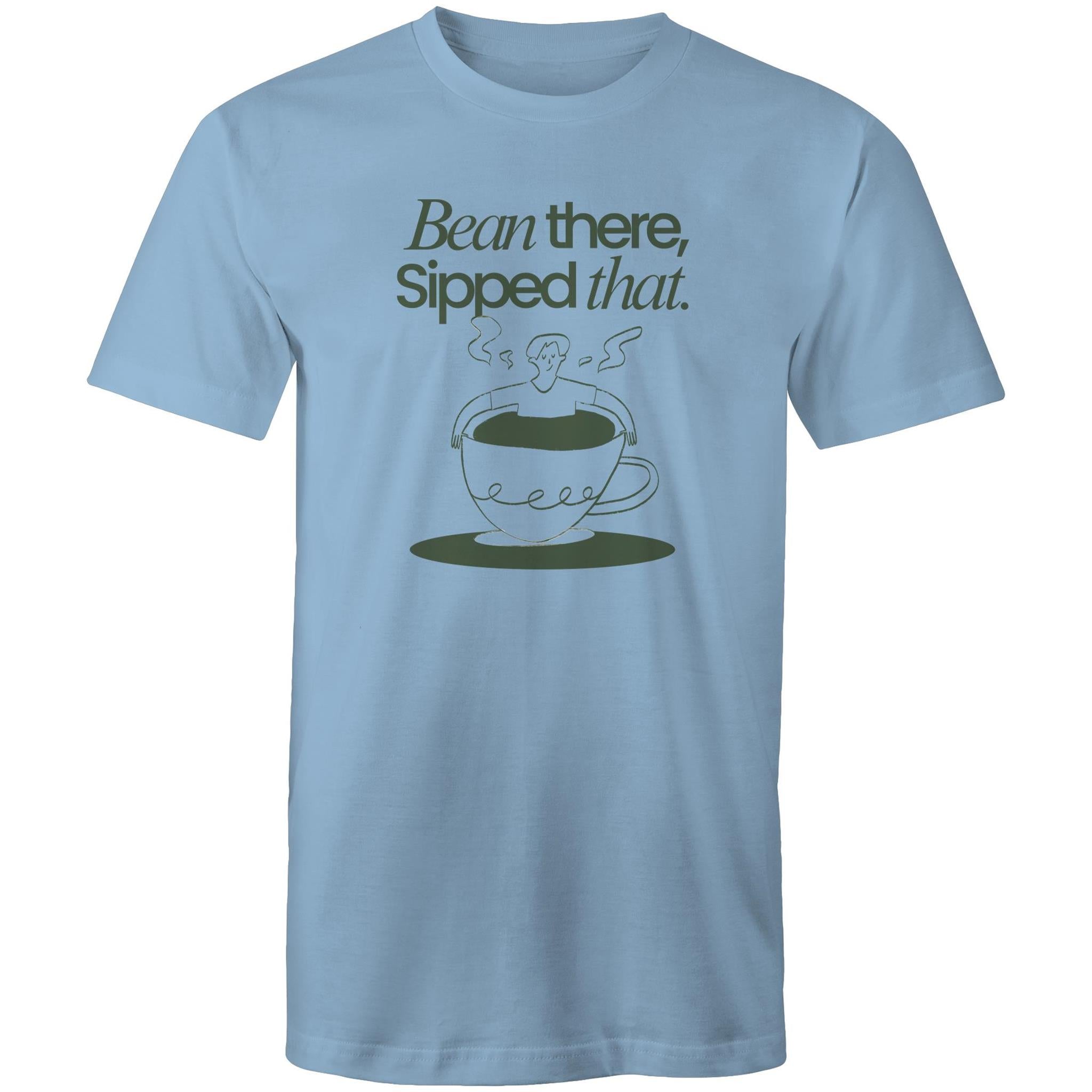 Bean There, Sipped That, Coffee - Mens T-Shirt Carolina Blue Mens T-shirt Coffee Printed In Australia