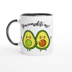 Avocado, You Complete Me - White 11oz Ceramic Mug with Colour Inside Ceramic Black Colour 11oz Mug food Globally Fulfilled Love