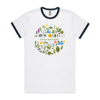 Stay Natural - Staple Ringer Tee White Navy Ringer T-Shirt Plants Printed In Australia