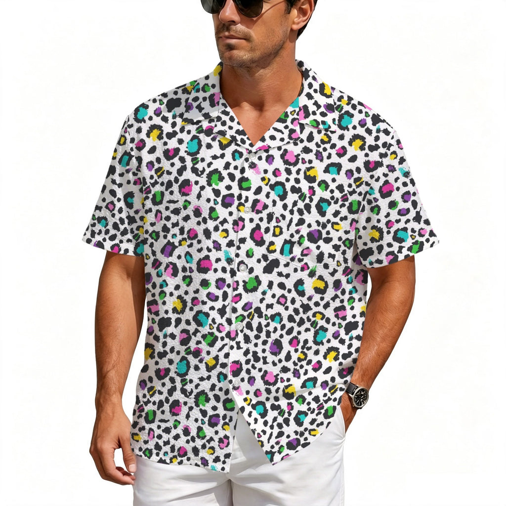 Animal Print In Colour Men's Crinkle Hawaiian Shirt