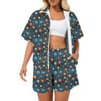 Galaxy Women's Windbreaker Short Set 2XL Women's Windbreaker Short Set Printed Offshore Space