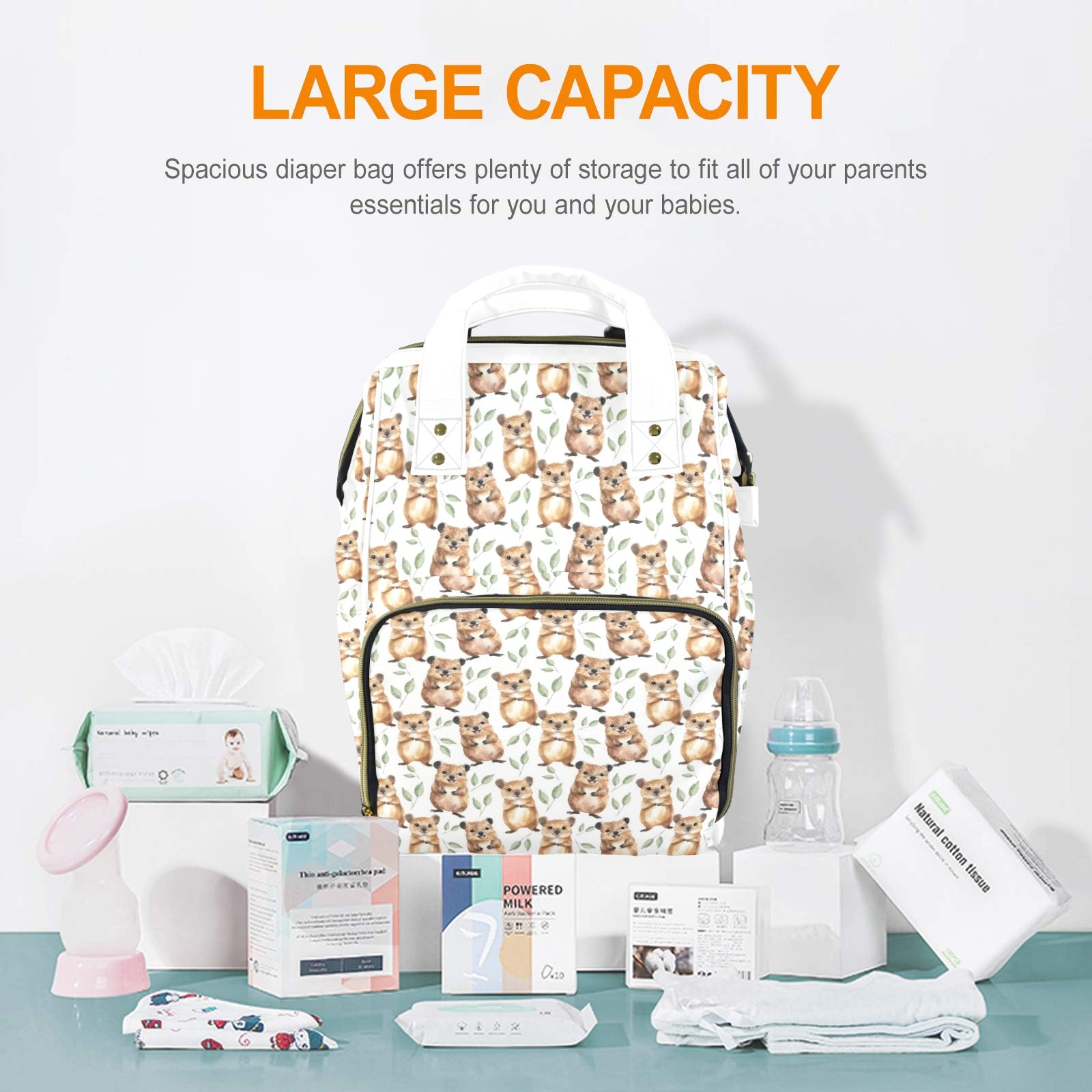 Quokkas Multi-Function Backpack, Nappy / Diaper Bag Multi-function Backpack, Nappy / Diaper Bag animal Australia Printed Offshore