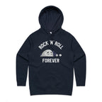 Rock And Roll Forever - Womens Hoodie Navy Womens Hoodie Music Printed In Australia