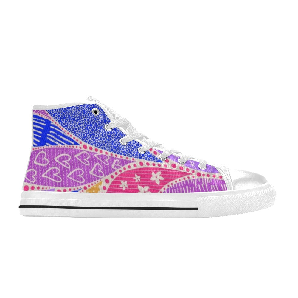 Pink Swirl - Women's High Top Canvas Shoes Womens Classic High Top Shoes Printed Offshore