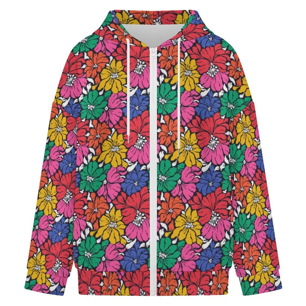 Bright And Bold Flowers Women's Full-Zip Hoodie
