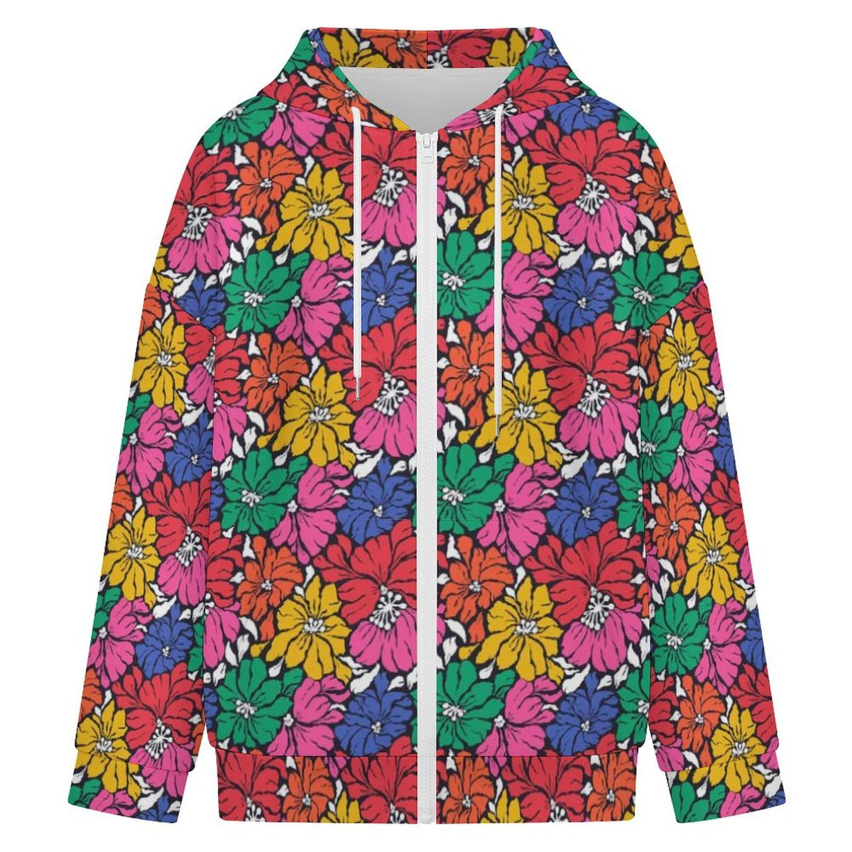 Bright And Bold Flowers Women's Full-Zip Hoodie