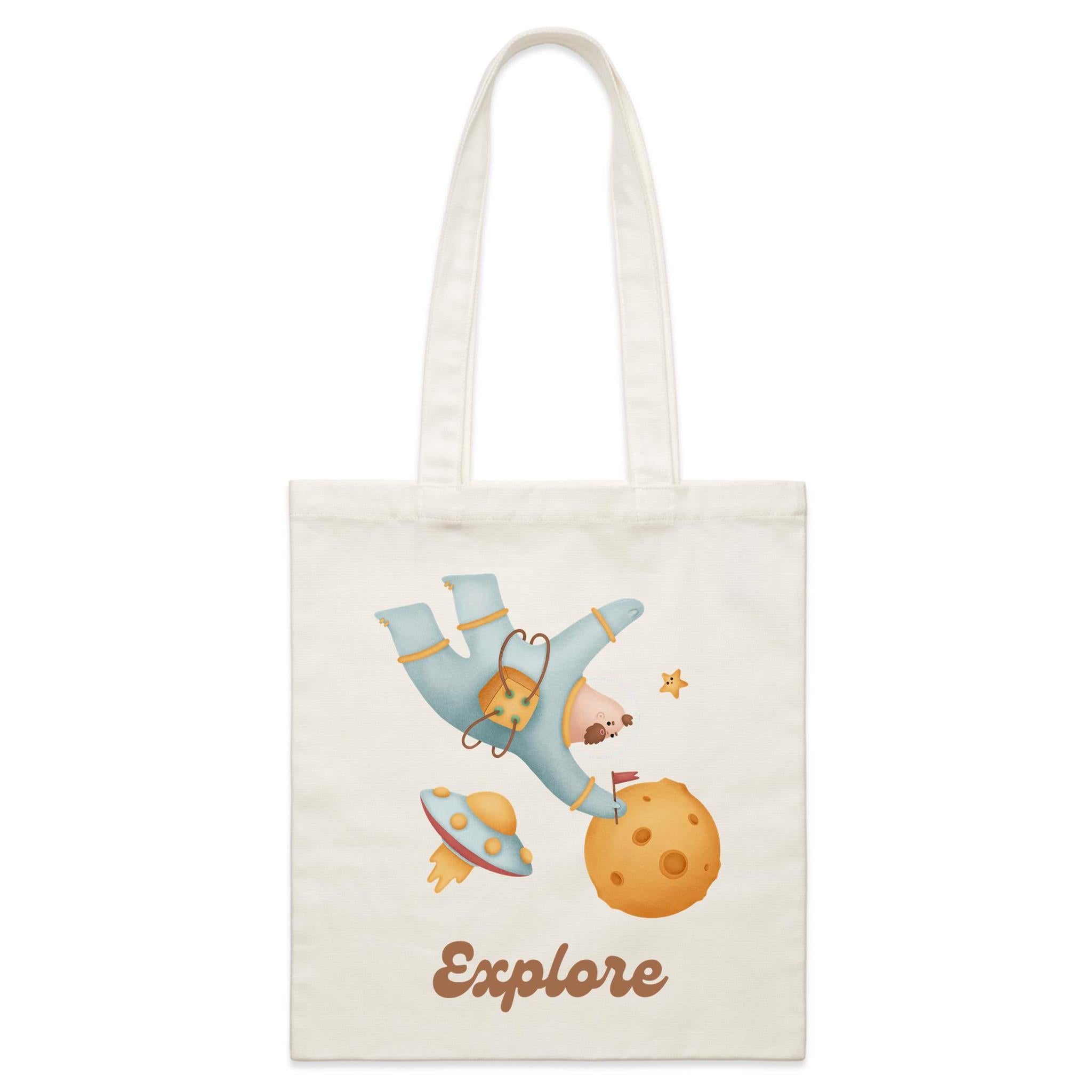 Explore Space - Parcel Canvas Tote Bag Default Title Small Tote Bag Printed In Australia Space
