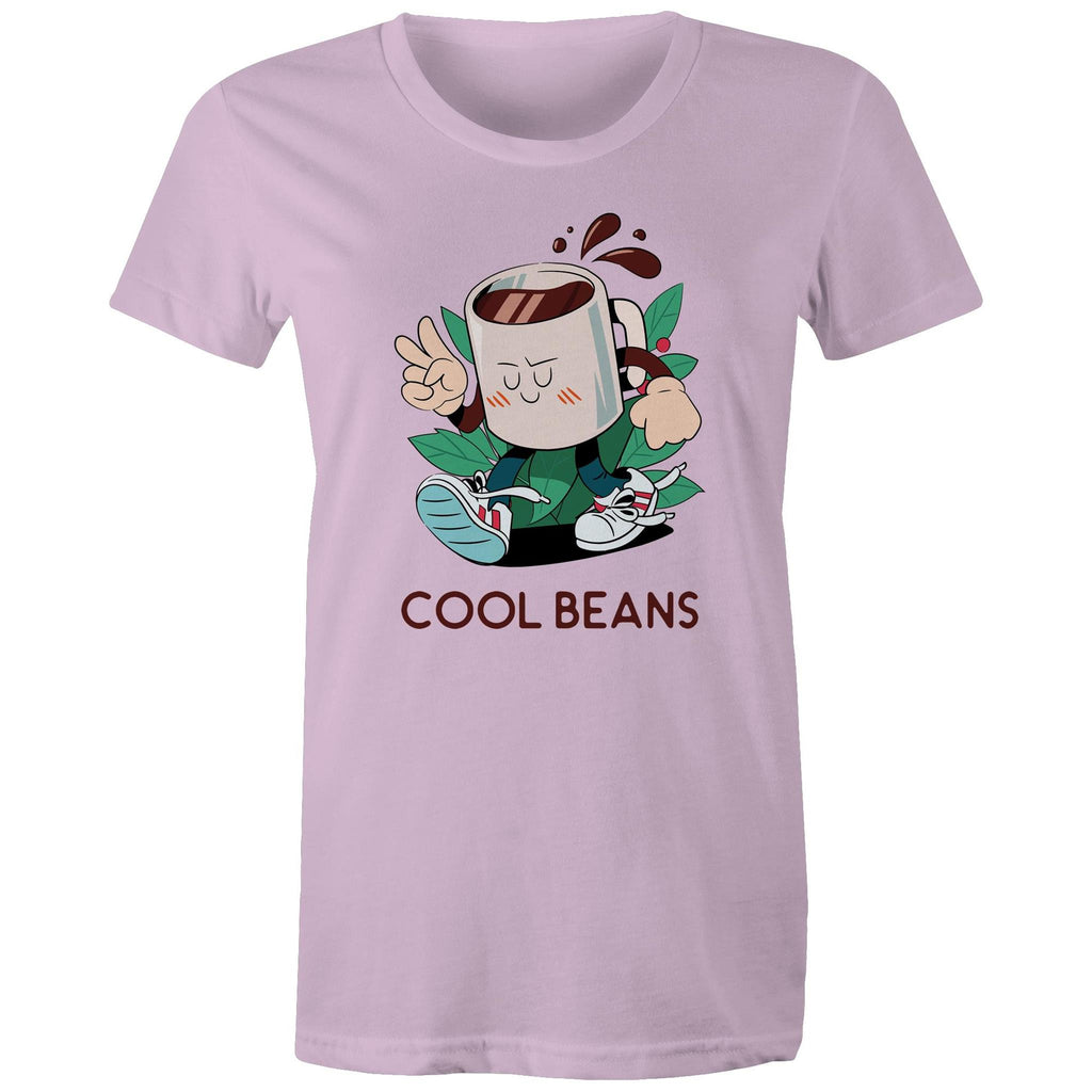 Cool Beans, Coffee - Womens T-shirt Lavender Womens T-shirt Coffee Printed In Australia