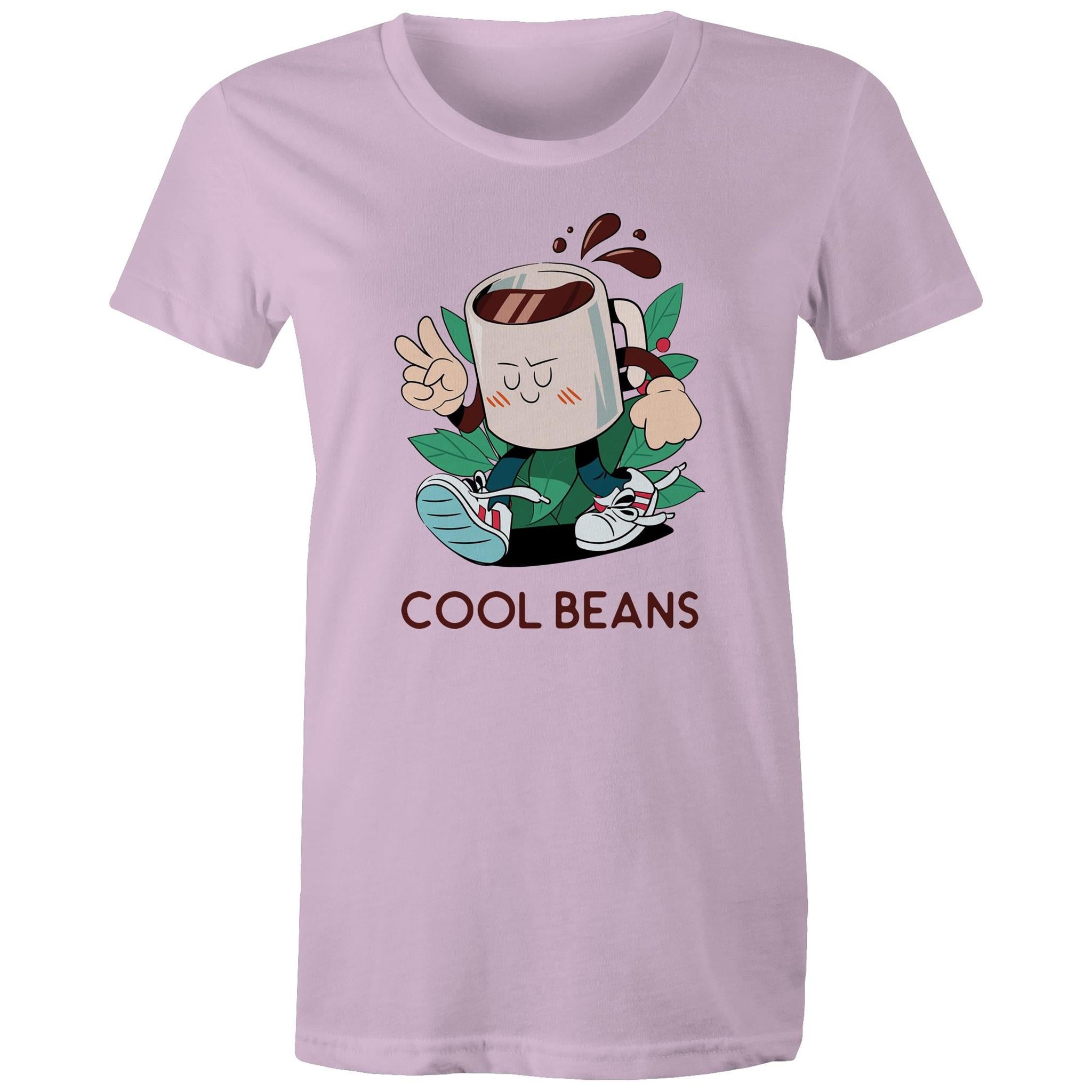 Cool Beans, Coffee - Womens T-shirt Lavender Womens T-shirt Coffee Printed In Australia