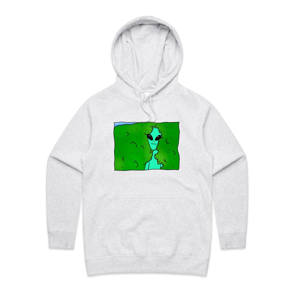 Alien Backing Into Hedge Meme - Womens Hoodie White Marle Womens Hoodie Printed In Australia Sci Fi