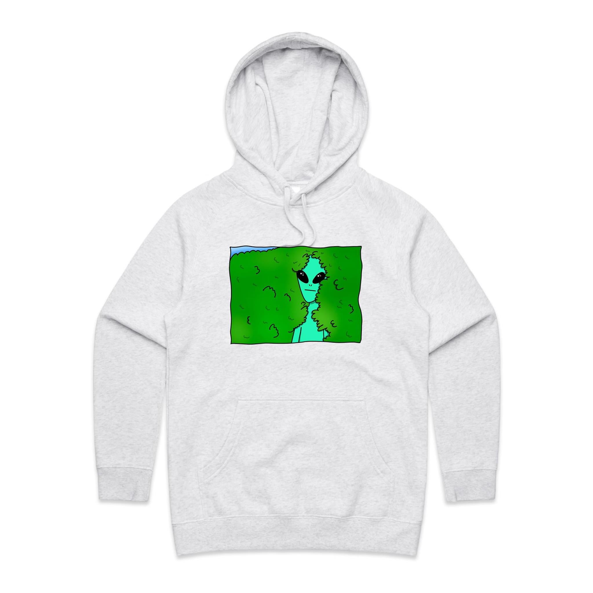 Alien Backing Into Hedge Meme - Womens Hoodie White Marle Womens Hoodie Printed In Australia Sci Fi