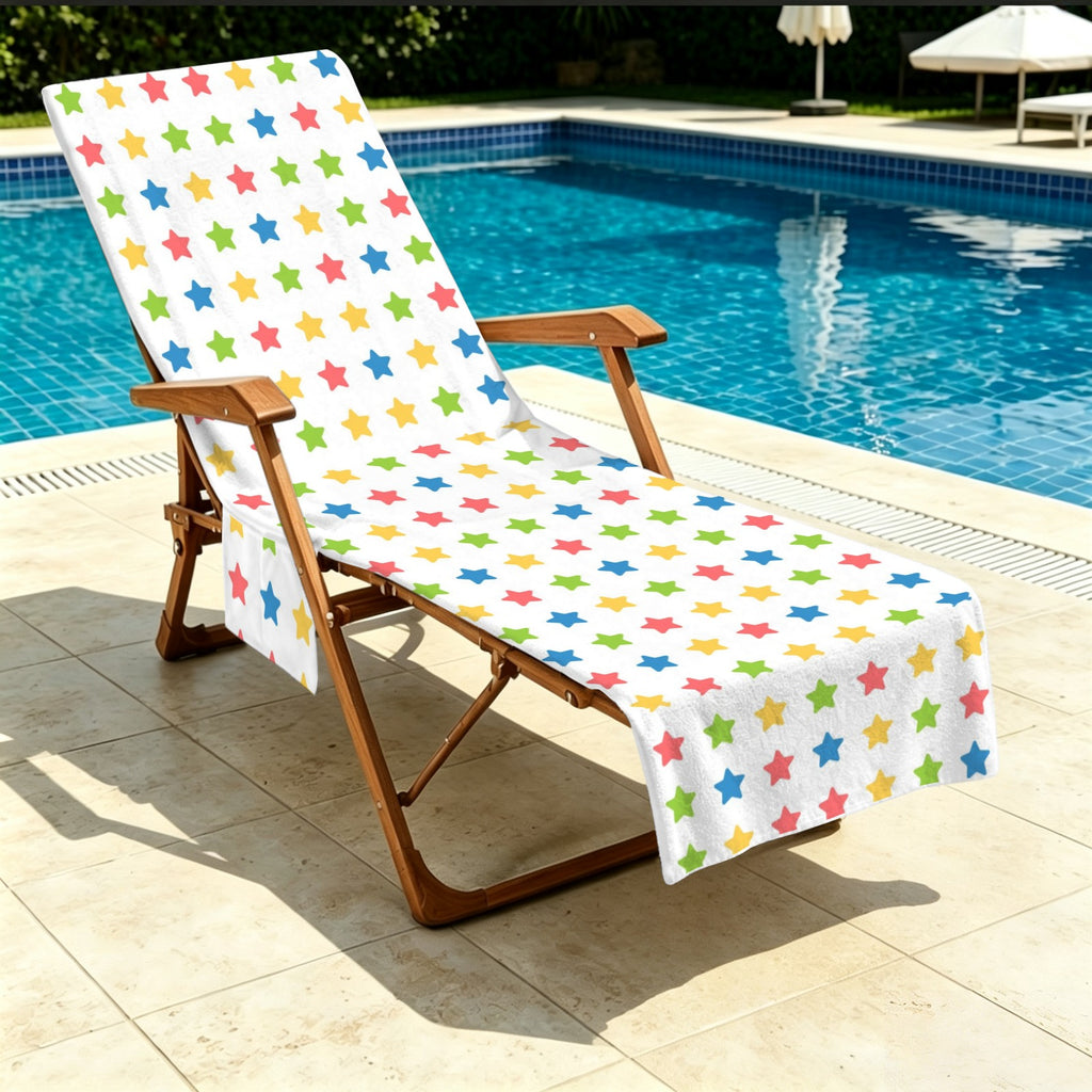 Stars Beach Chair Towel Cover with Side Pockets