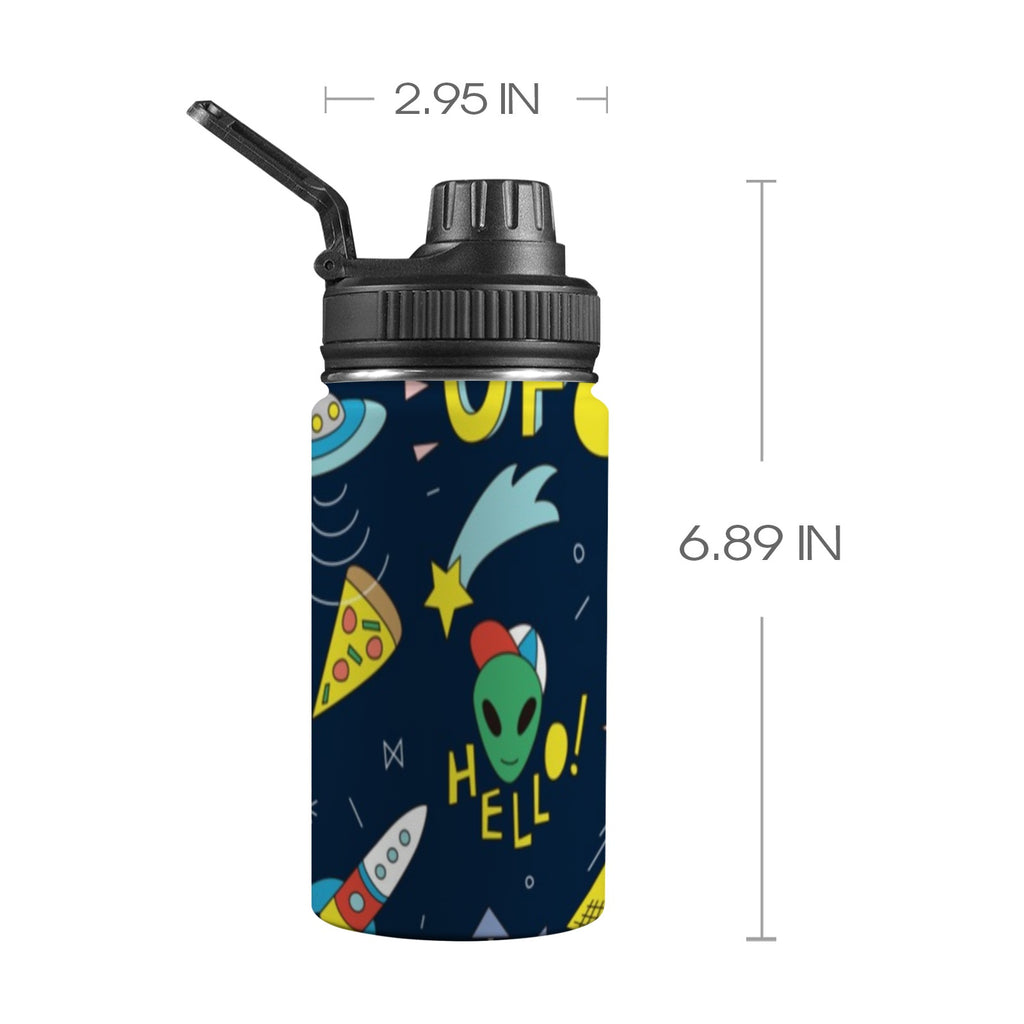 Hello Alien Kids Water Bottle with Chug Lid (12 oz) One Size Kids Water Bottle with Chug Lid Printed Offshore Sci Fi