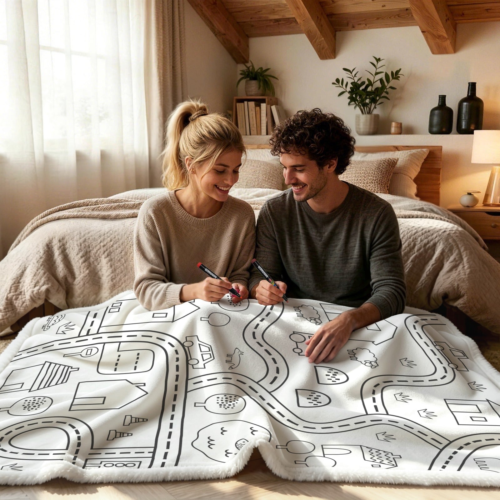 Around The Neighbourhood Colour Your Own Blanket 100×150cm
