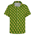 Rubber Ducks On Green Women's Collared Pocketless Short Sleeve Shirt