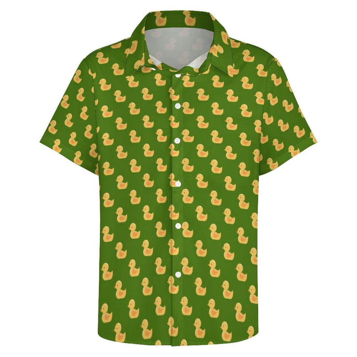 Rubber Ducks On Green Women's Collared Pocketless Short Sleeve Shirt