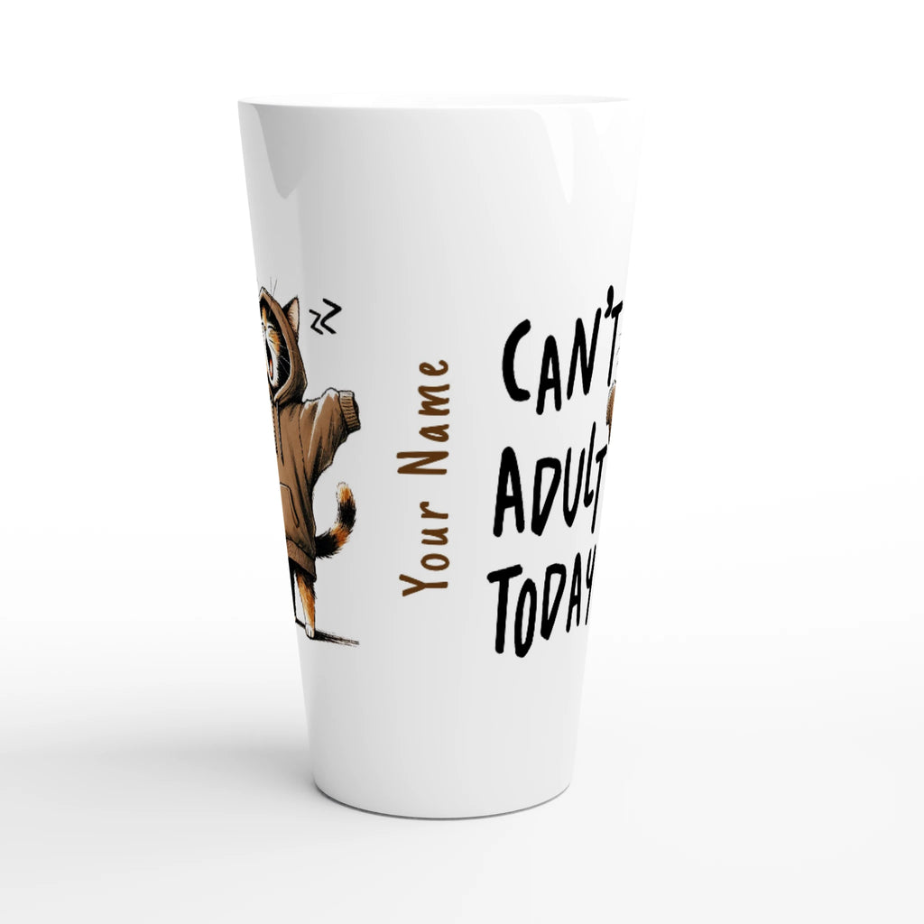 White Latte 17oz Ceramic MugPersonalise - Can't Adult Today - Personalised Latte Mug animal Globally Fulfilled