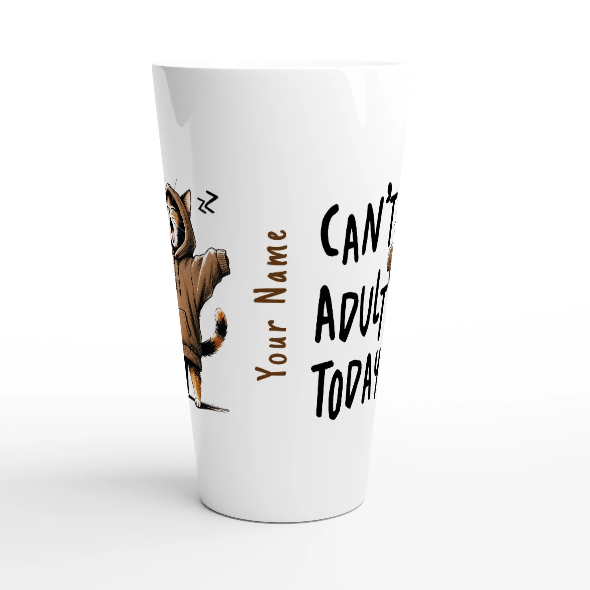 White Latte 17oz Ceramic MugPersonalise - Can't Adult Today - Personalised Latte Mug animal Globally Fulfilled
