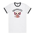 Snaxalotl, Axolotl Pizza Men's AS Colour Ringer Tee White Black Ringer T-Shirt animal Food Printed In Australia