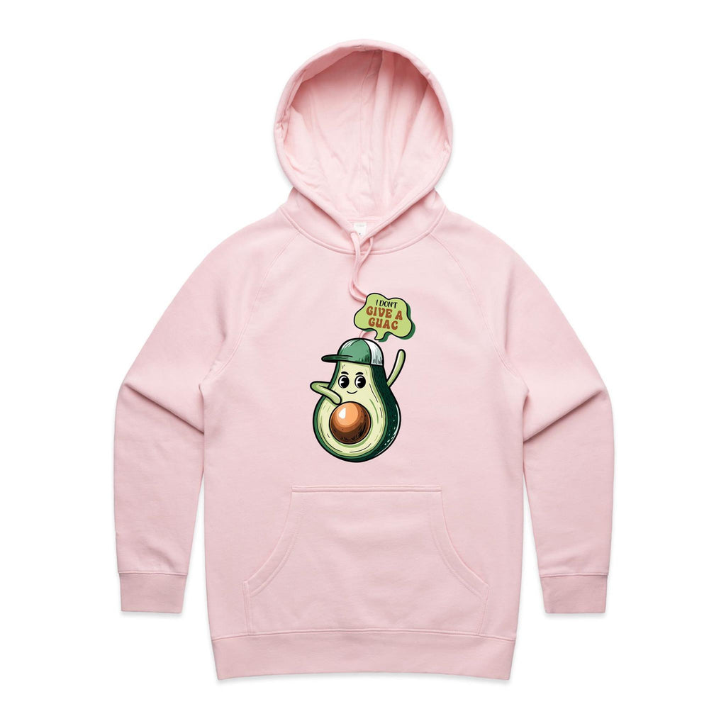 Avocado, I Don't Give A Guac - Womens Hoodie Pink Womens Hoodie Food Printed In Australia