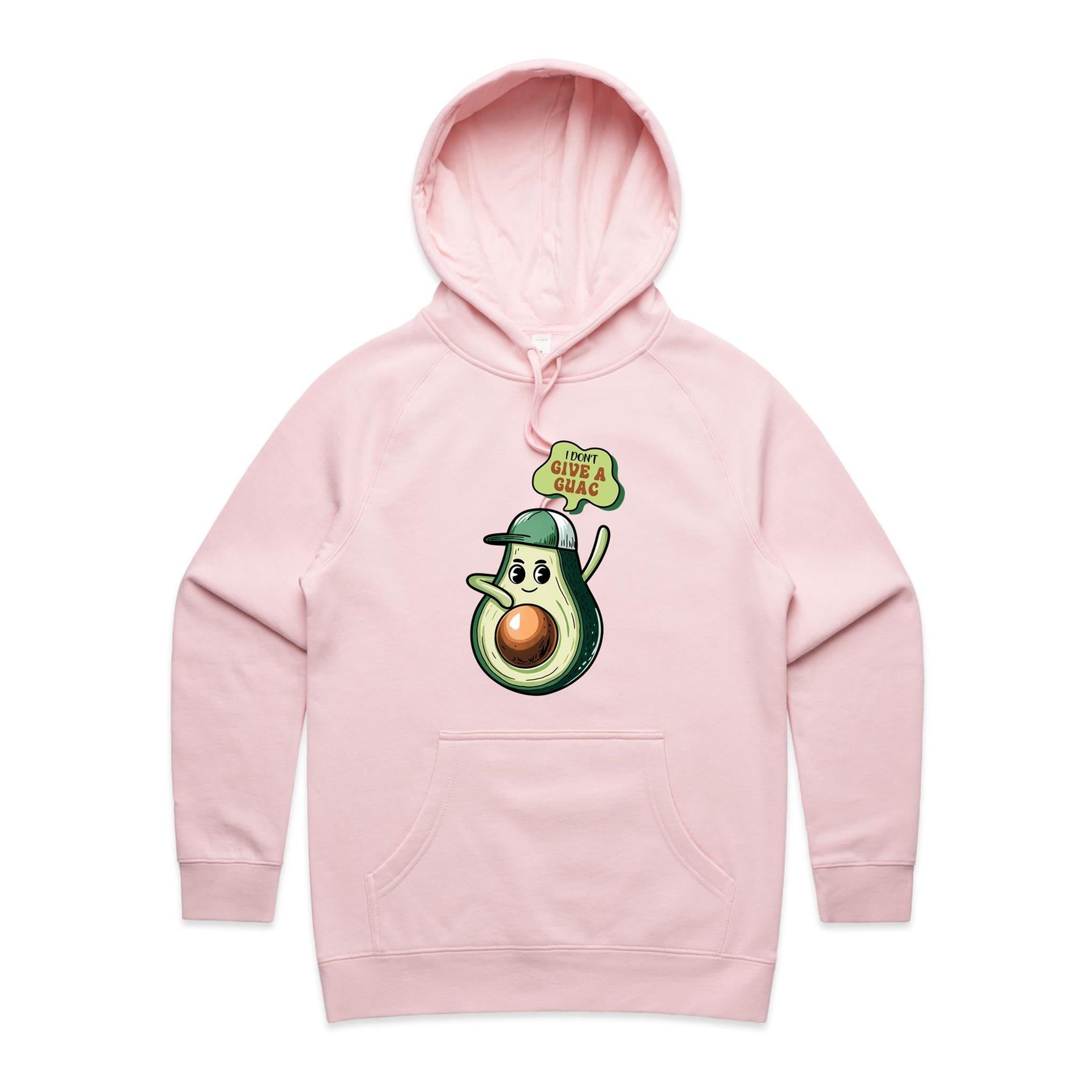 Avocado, I Don't Give A Guac - Womens Hoodie Pink Womens Hoodie Food Printed In Australia