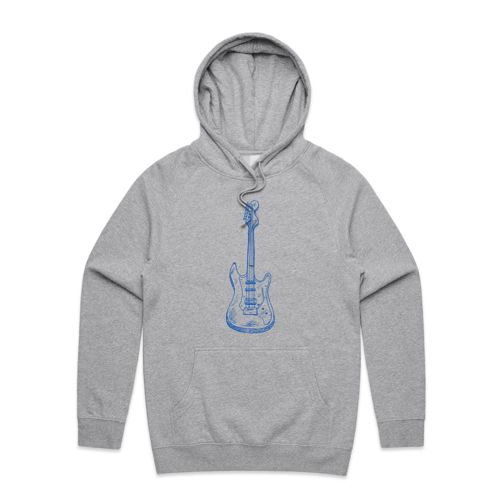 Guitar - Mens Hoodie Grey Marle Mens Hoodie Music Printed In Australia