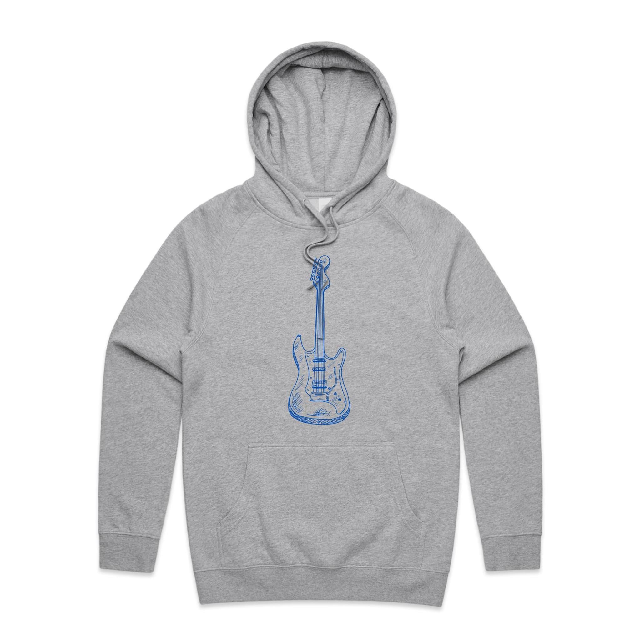 Guitar - Mens Hoodie Grey Marle Mens Hoodie Music Printed In Australia