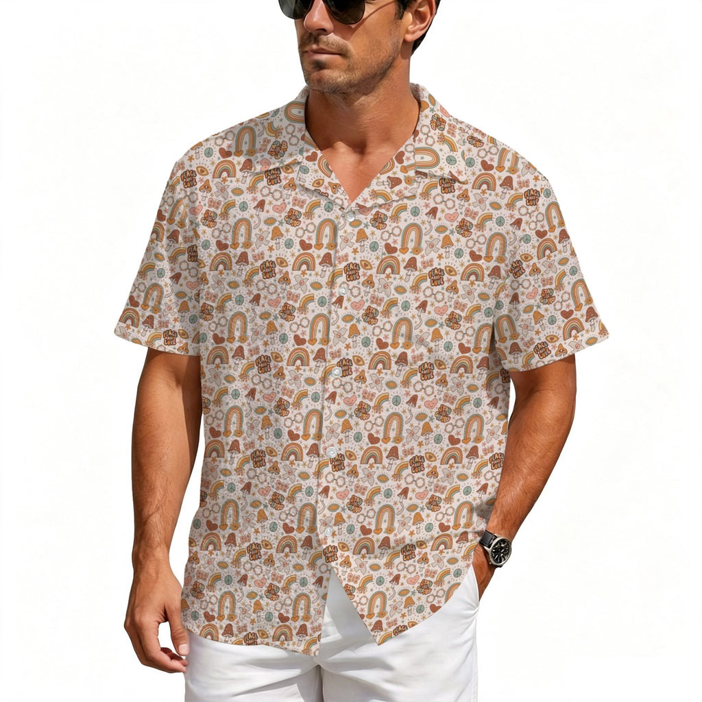 Peace And Love Men's Crinkle Hawaiian Shirt