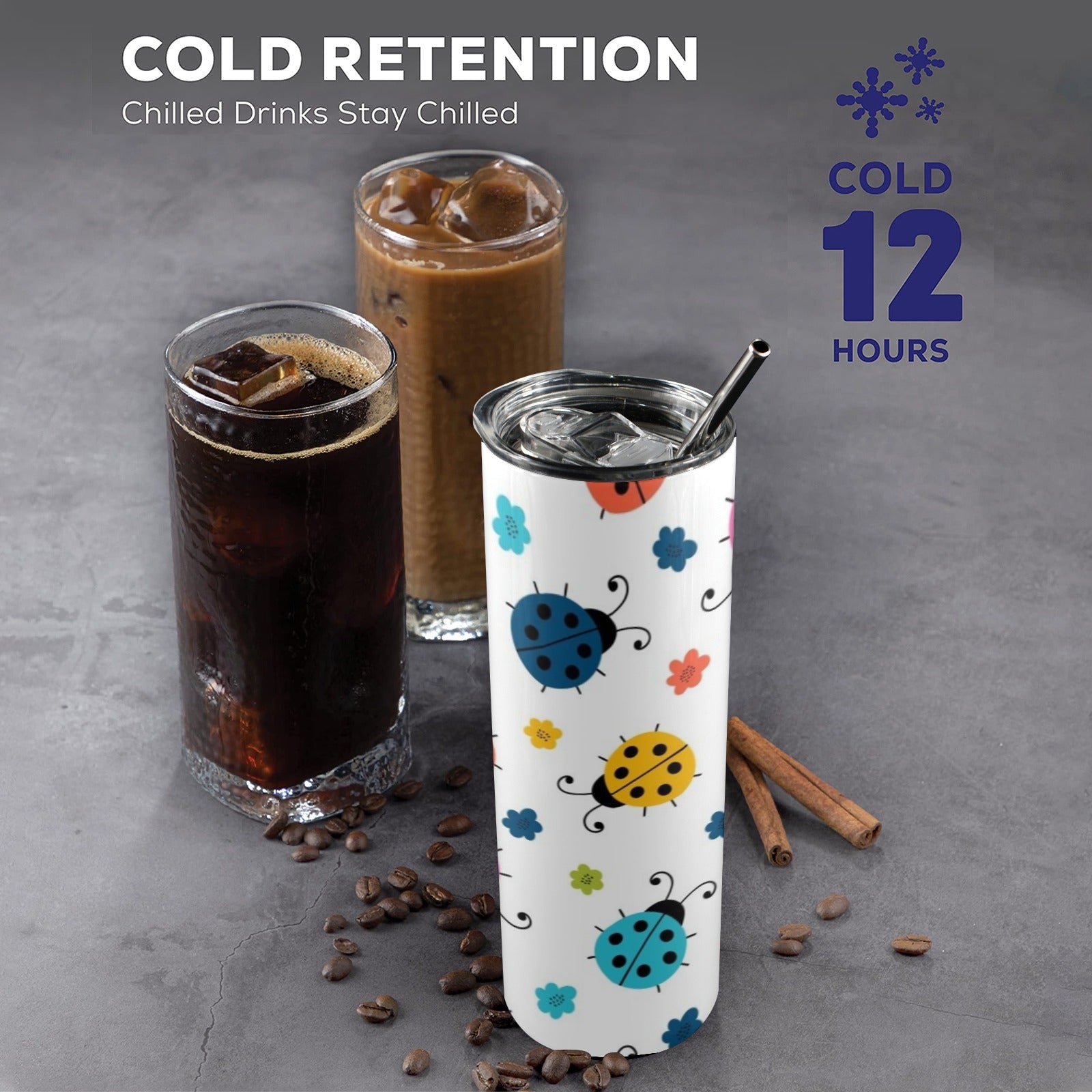 Ladybugs - 20oz Tall Skinny Tumbler with Lid and Straw