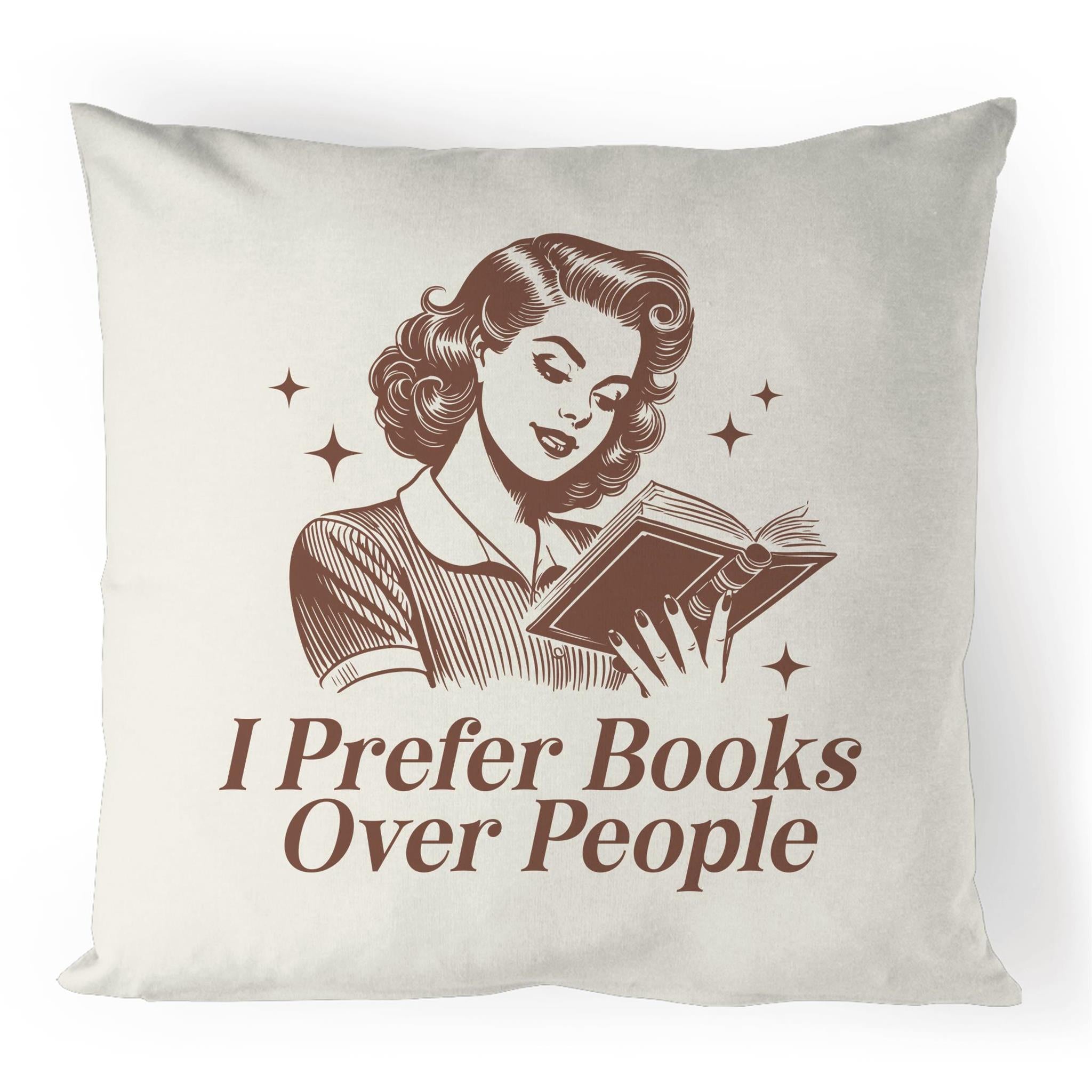 I Prefer Books Over People - 100% Linen Cushion Cover Default Title Linen Cushion Covers Printed In Australia Reading