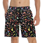 Quavers, Music Notes Men's Mid-Length Beach Shorts 5XL Men's Mid-Length Beach Shorts Music Printed Offshore