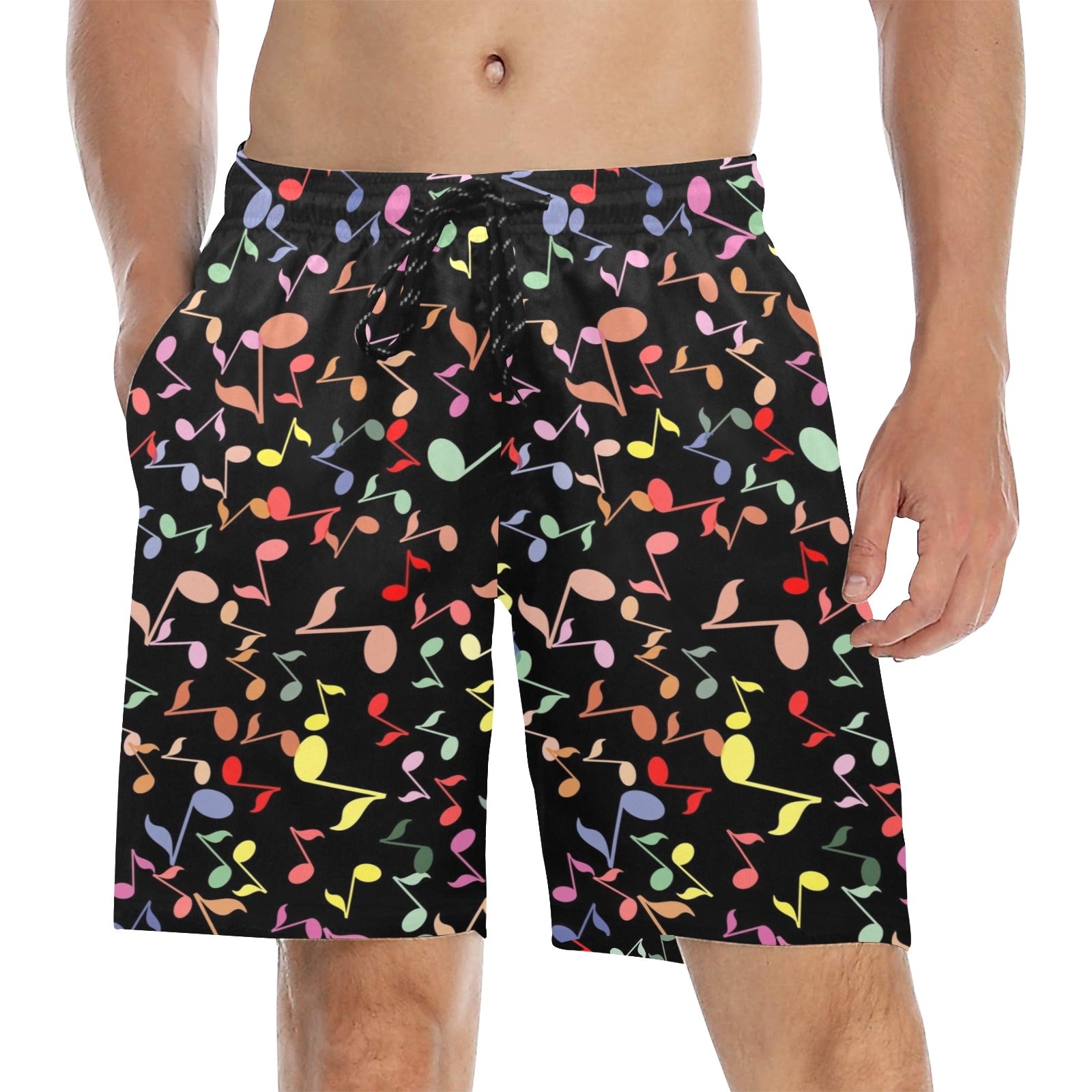 Quavers, Music Notes - Men's Mid-Length Beach Shorts 5XL Men's Mid-Length Beach Shorts Music Printed Offshore