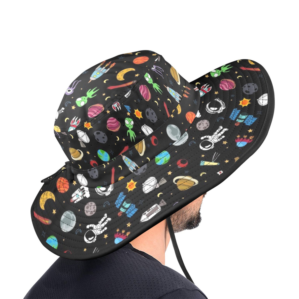 Fun Space Wide Brim Bucket Hat Wide Brim Bucket Hat Printed Offshore Space