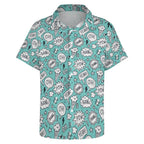 Comic Book Speech Bubbles Women's Collared Pocketless Short Sleeve Shirt