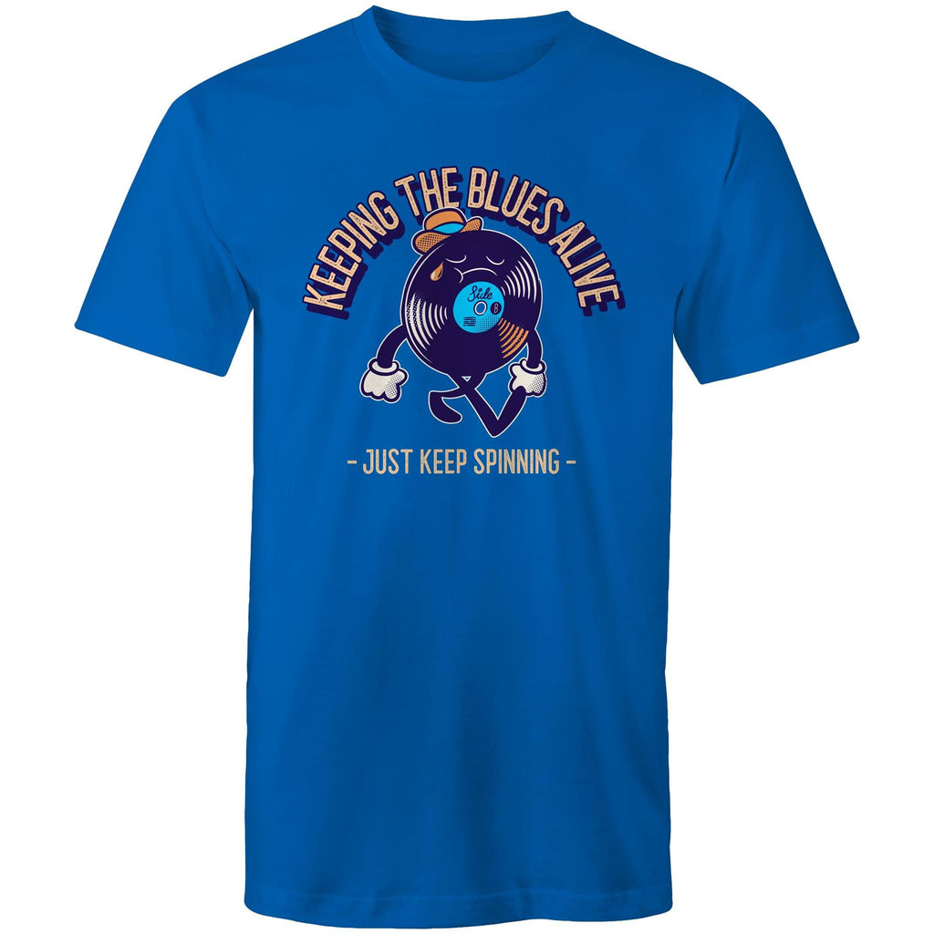 Keeping The Blues Alive - Mens T-Shirt Bright Royal Mens T-shirt Music Printed In Australia