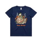 Stay Weird, Guitar Playing Frog On A Snail Kid's AS Colour T-shirt Cobalt Kids Youth T-shirt animal Music Printed In Australia