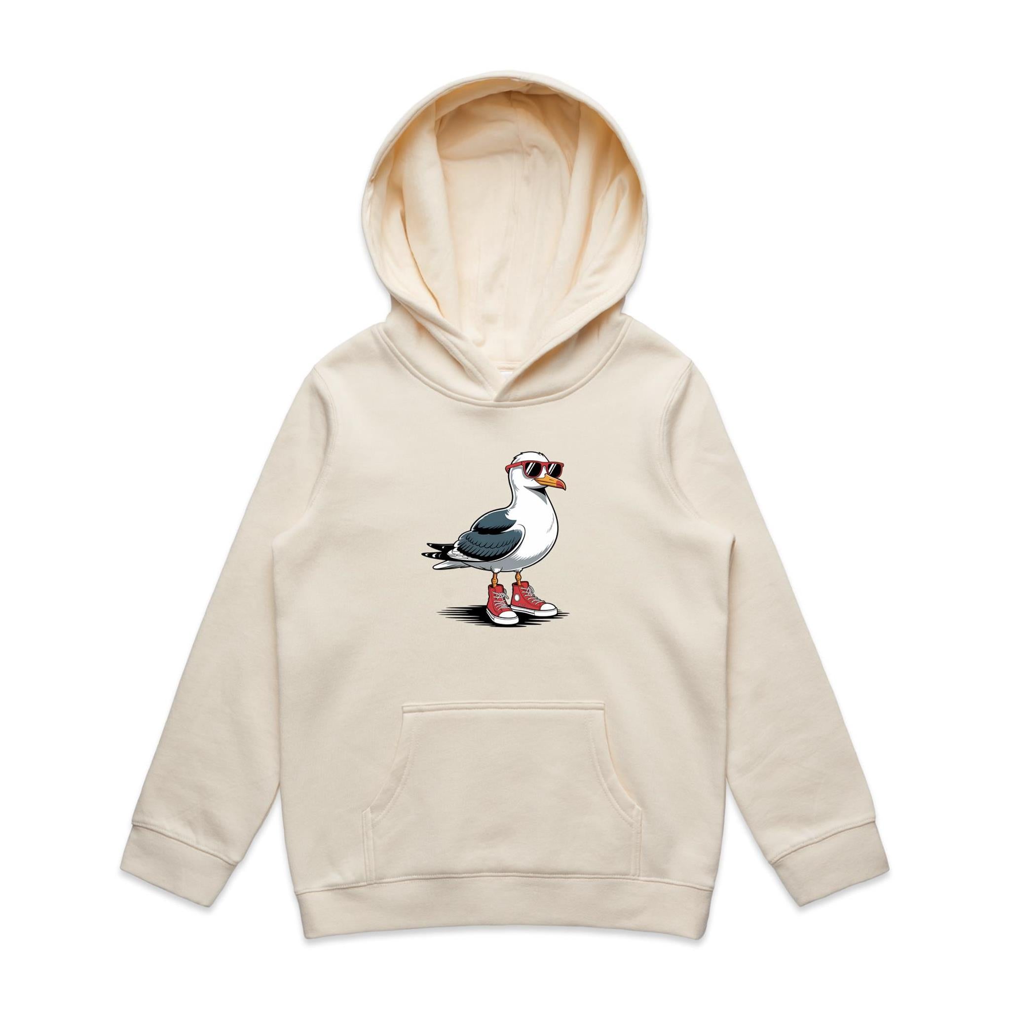 Seagull With Sunglasses And High Tops Kid's AS Colour Hoodie