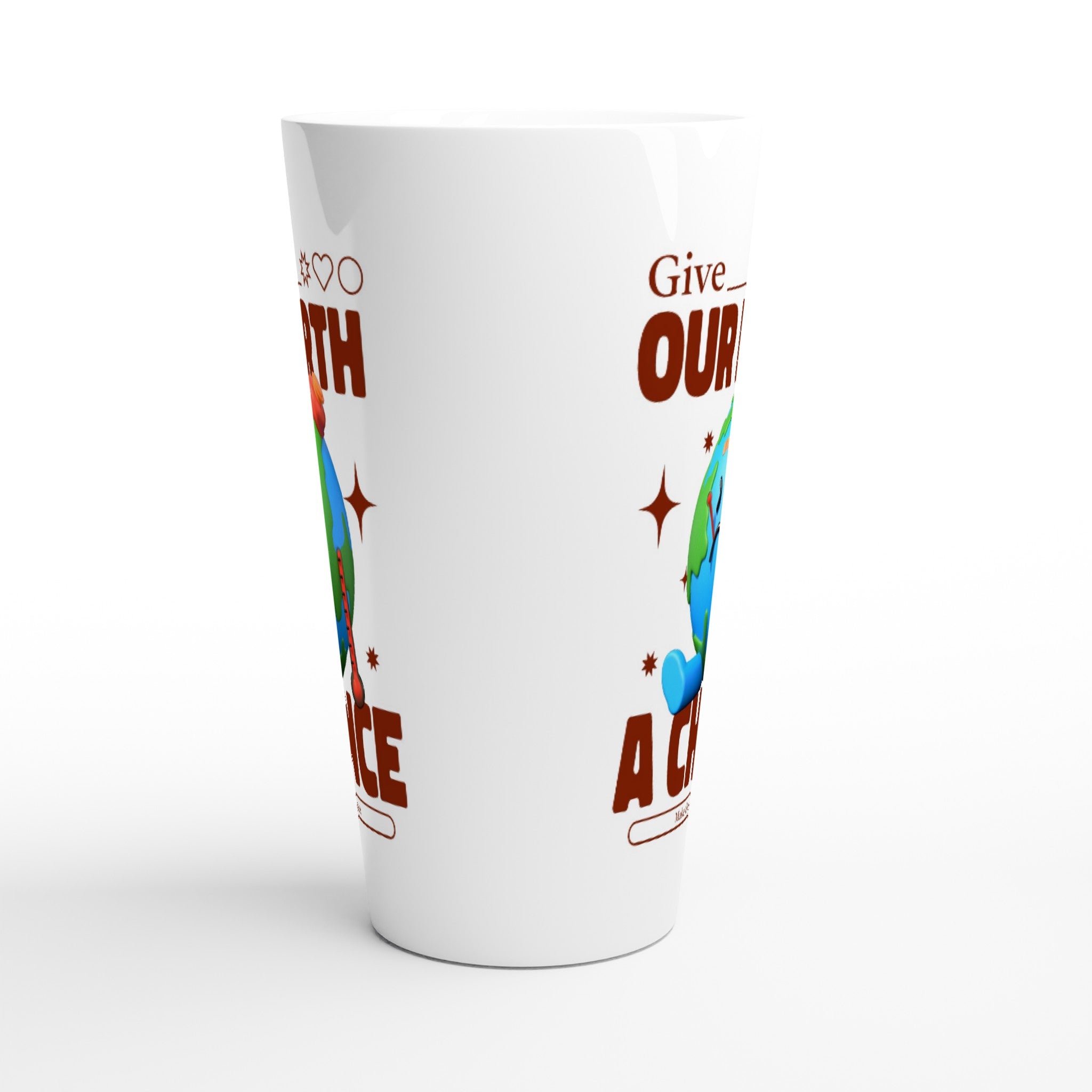 Give Our Earth A Chance - White Latte 17oz Ceramic Mug Latte Mug Environment Globally Fulfilled